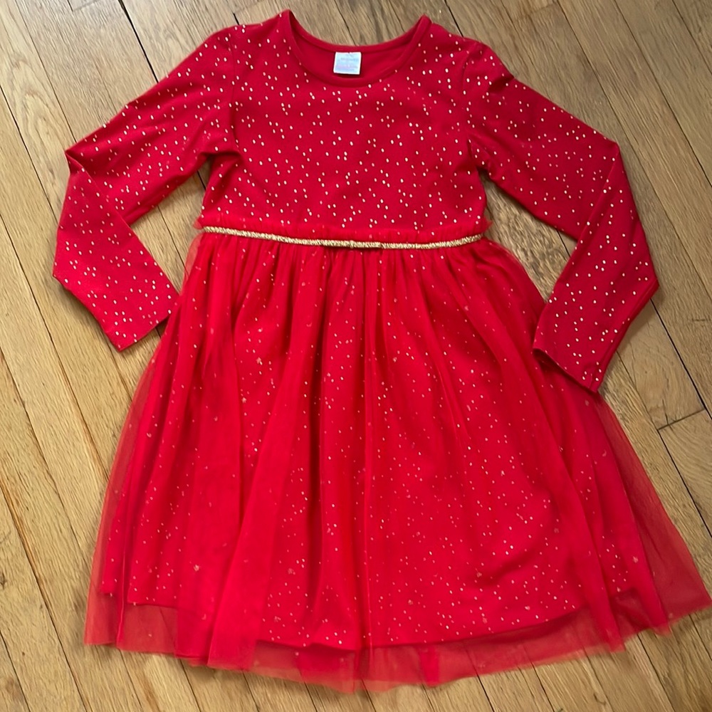 Hanna Andersson Red Sparkle Kids Dress (130)